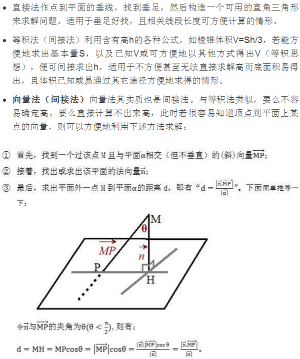 点到面的距离公式是什么计算方式是什么 30高考网