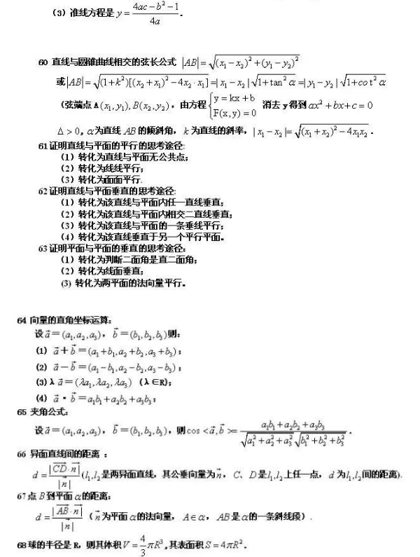 高中数学知识点全总结 必背的88个公式