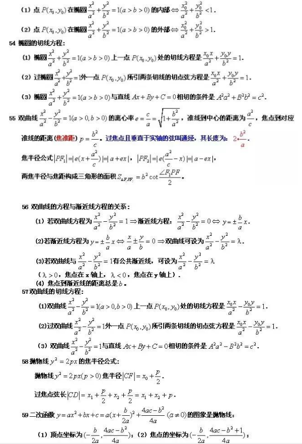 高中数学知识点全总结 必背的88个公式