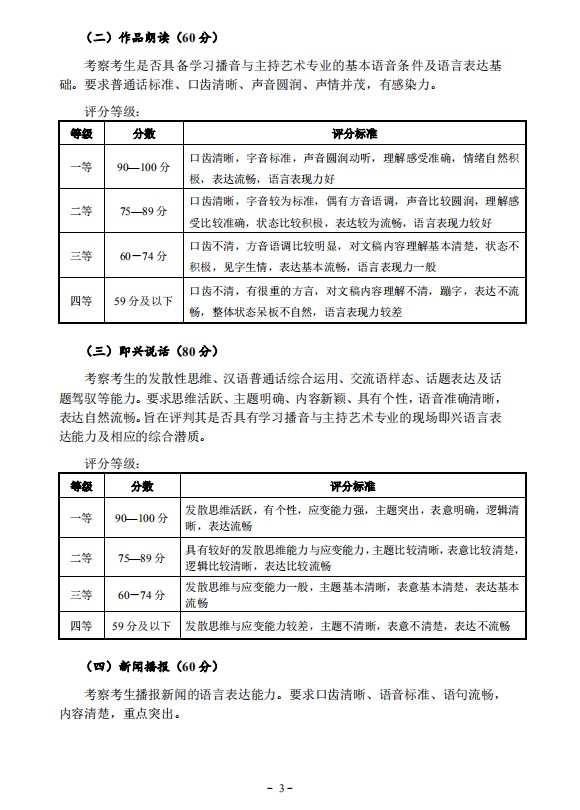 2021年湖北播音主持类统考考试大纲公布 考试科目及分值介绍