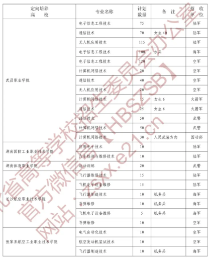 2020湖北定向培养士官招生计划