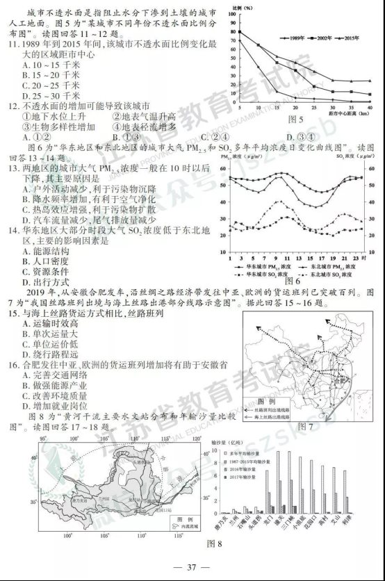 2019年江苏高考地理试题及答案