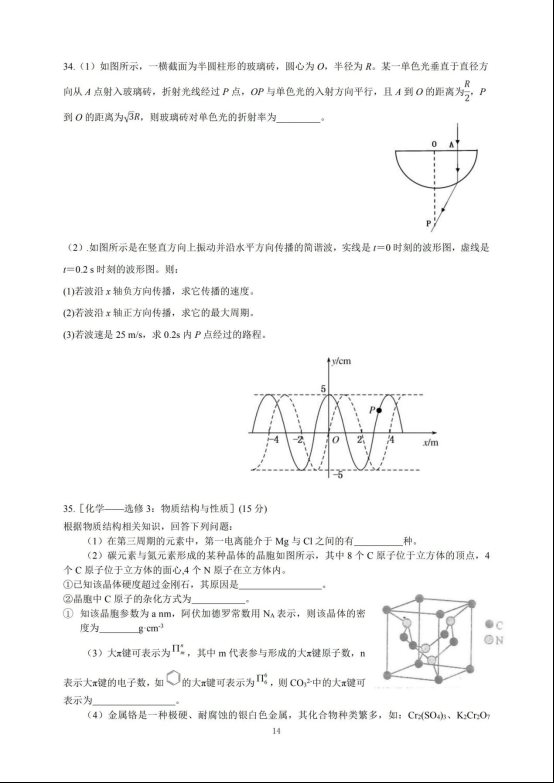 2020届山西省高三理综模拟试题