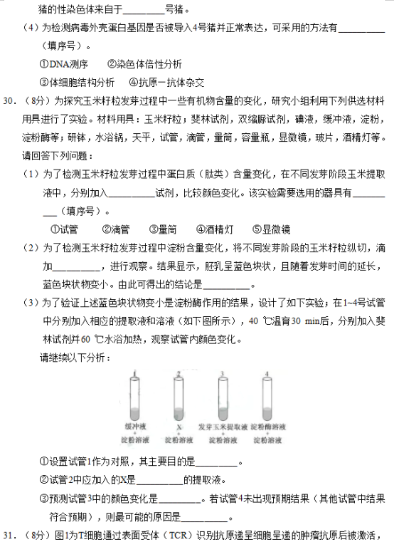 2019年江苏高考生物试题及答案【真题试卷】