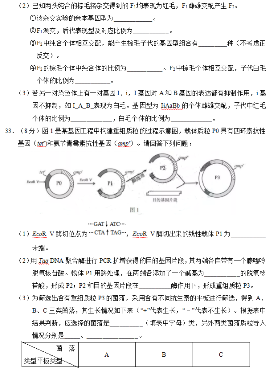 2019年江苏高考生物试题及答案【真题试卷】