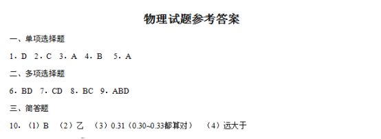 2019年江苏高考物理试题及答案【真题试卷】