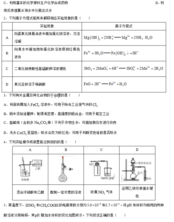 2019年天津高考理综试题【精校版】