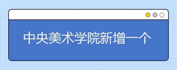 中央美术学院新增一个招生专业