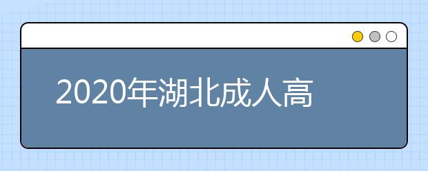 2020年湖北成人高考指导报名入口（点击报名）