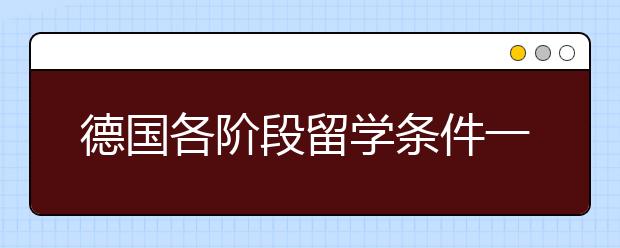 德国各阶段留学条件一览