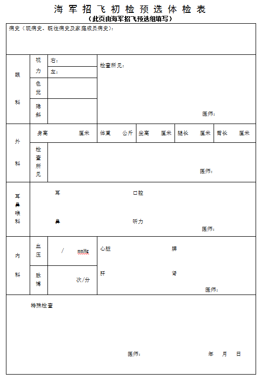 2022年度辽宁海军招飞初检预选工作安排