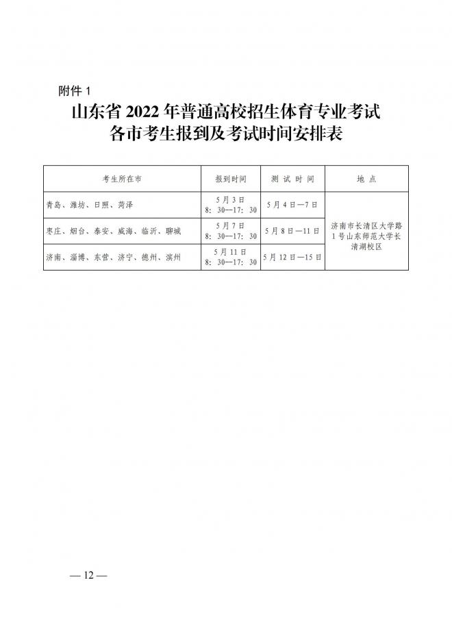 2022年山东普通高校体育专业招生有关工作通知